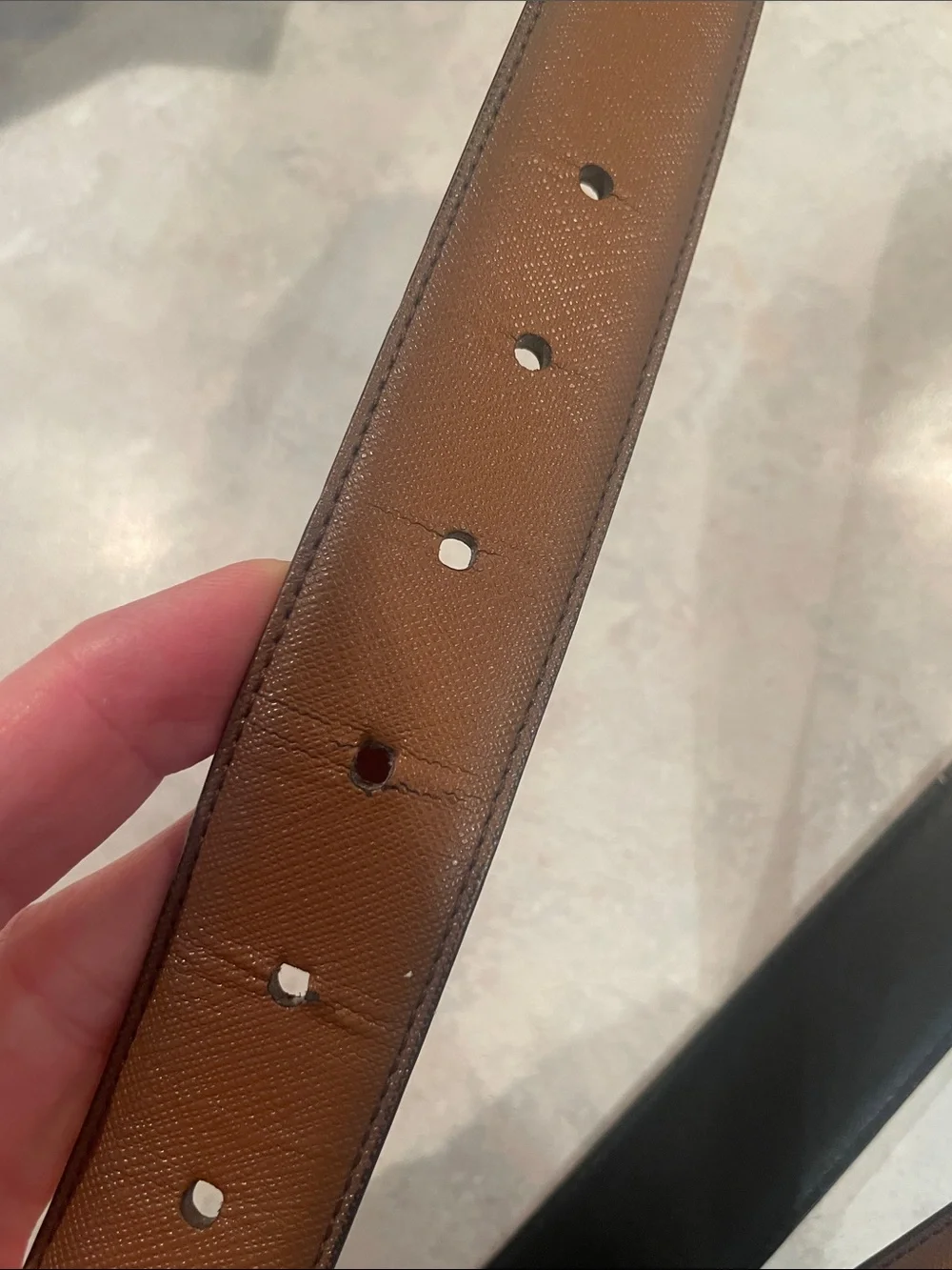 Perry Ellis Bonded Leather Reversible Belt with Silver Buckle